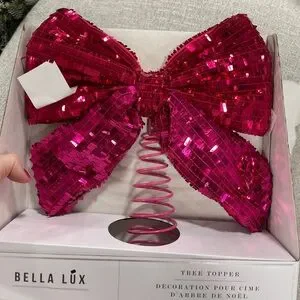 T.J.Maxx | Holiday | Hot Pink Bow Sequin Ribbon Tree Topper Bella Lux ...